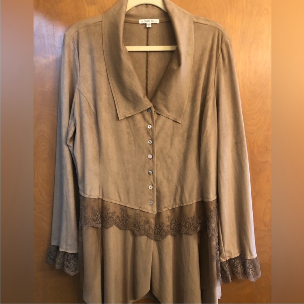 Cindy Oh Faux Suede and Lace Jacket Size XL - Picture 5 of 12